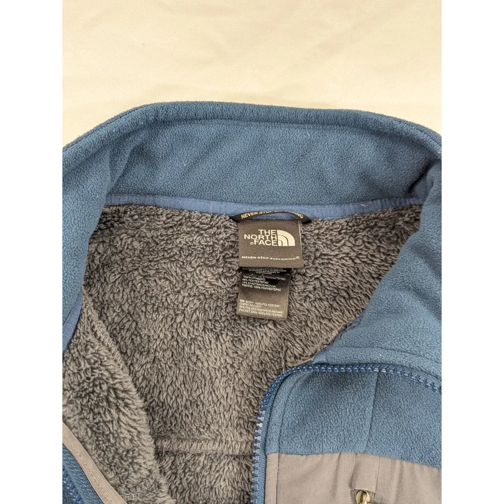 North Face Jacket Mens Medium Blue Fleece Full‎ Zip Sherpa Lined Outdoor Warm